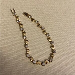 Gold Hearts and Rhinestone Bracelet